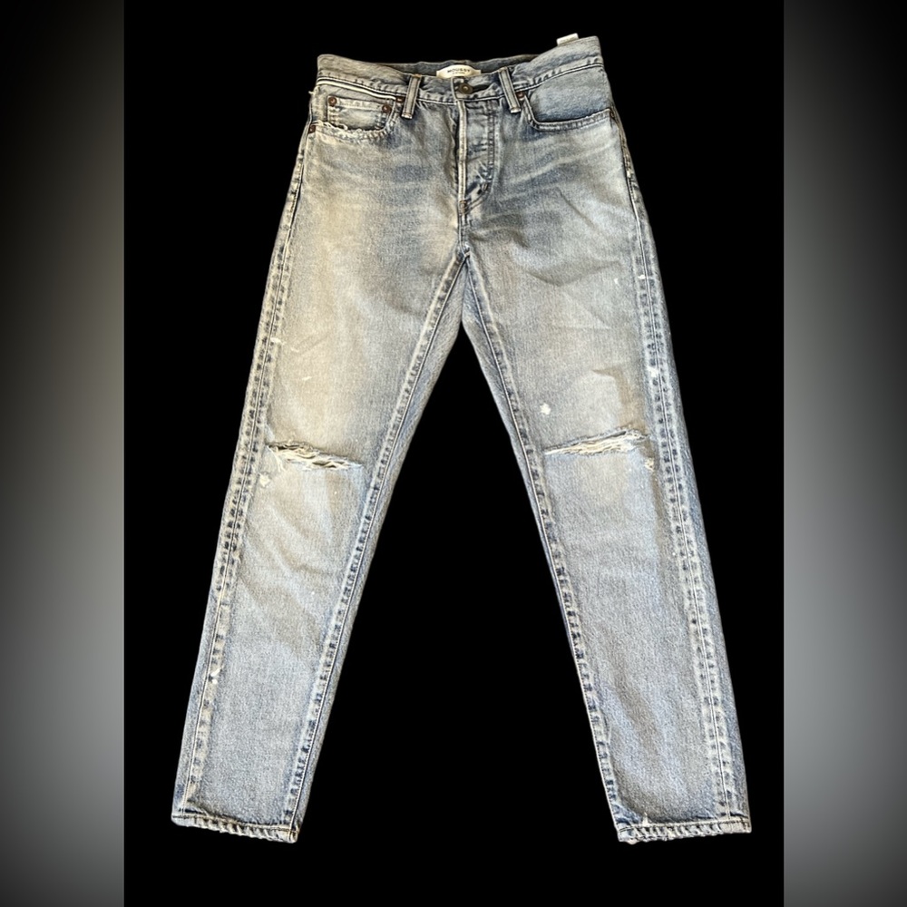 NWOT Moussy Vintage Jeans Maverick Tapered Button Fly Light washed Disressed 25